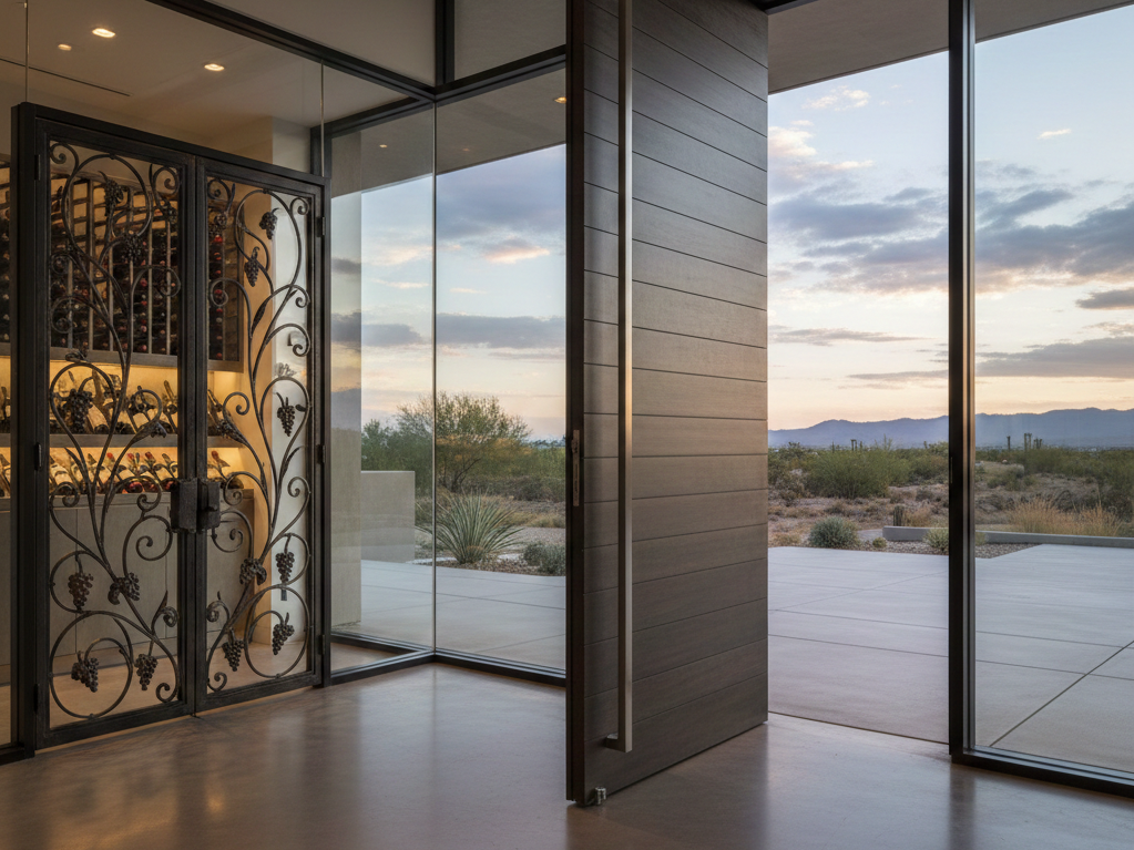 Iron Door with Glass Panels